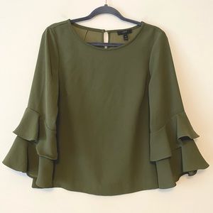 J.Crew Olive Bell-Sleeve Top